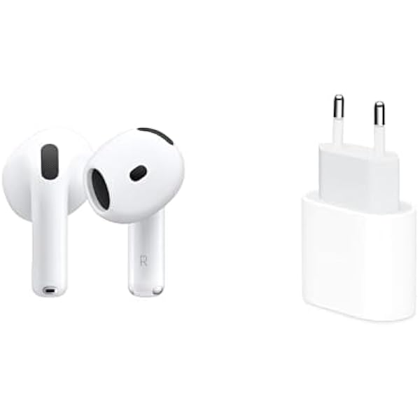AirPods 4 com Cancelamento Ativo de Ruído e Adaptador de corrente